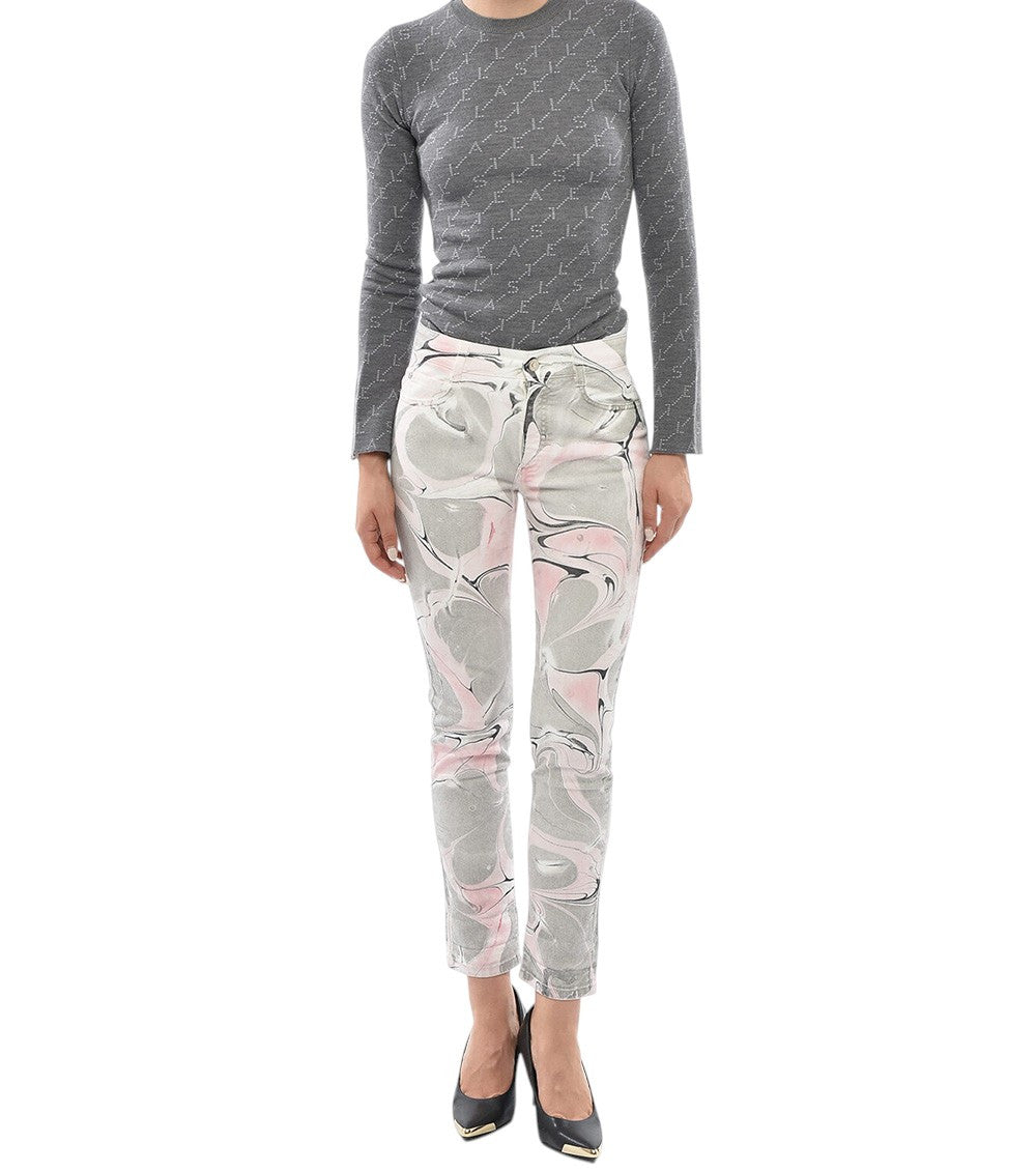 Pink Slim Mid Rise Jeans 4