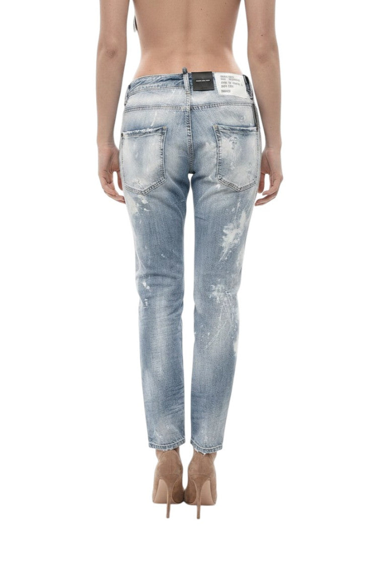 Blue Skinny Low Rise Jeans 2