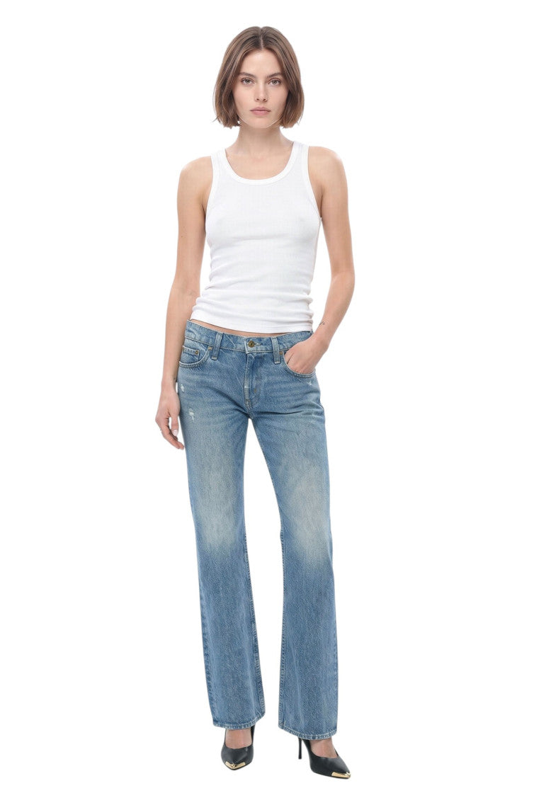 Sky Blue Bootcut Mid Rise Jeans 4