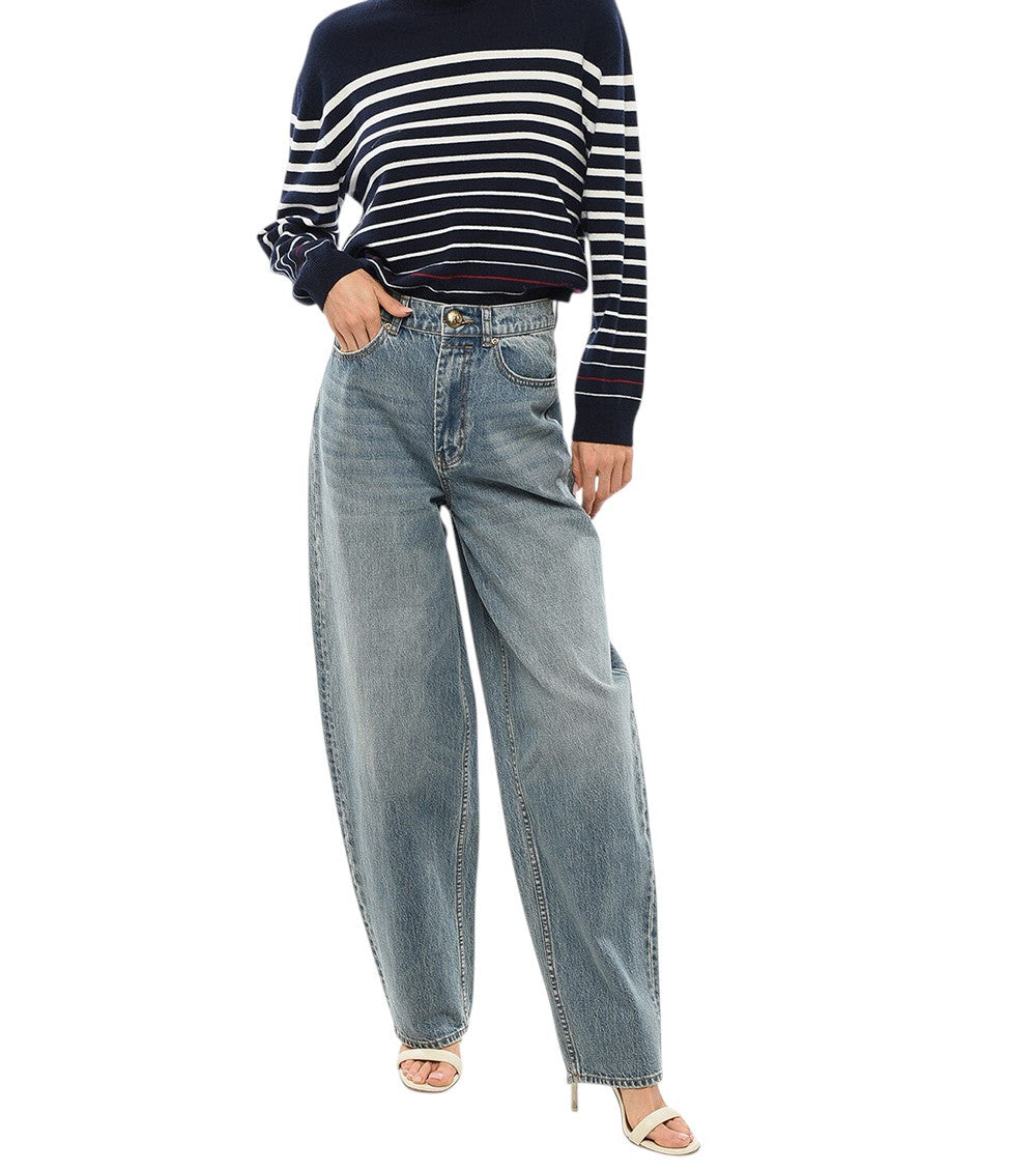 Blue Relaxed High Rise Jeans 4