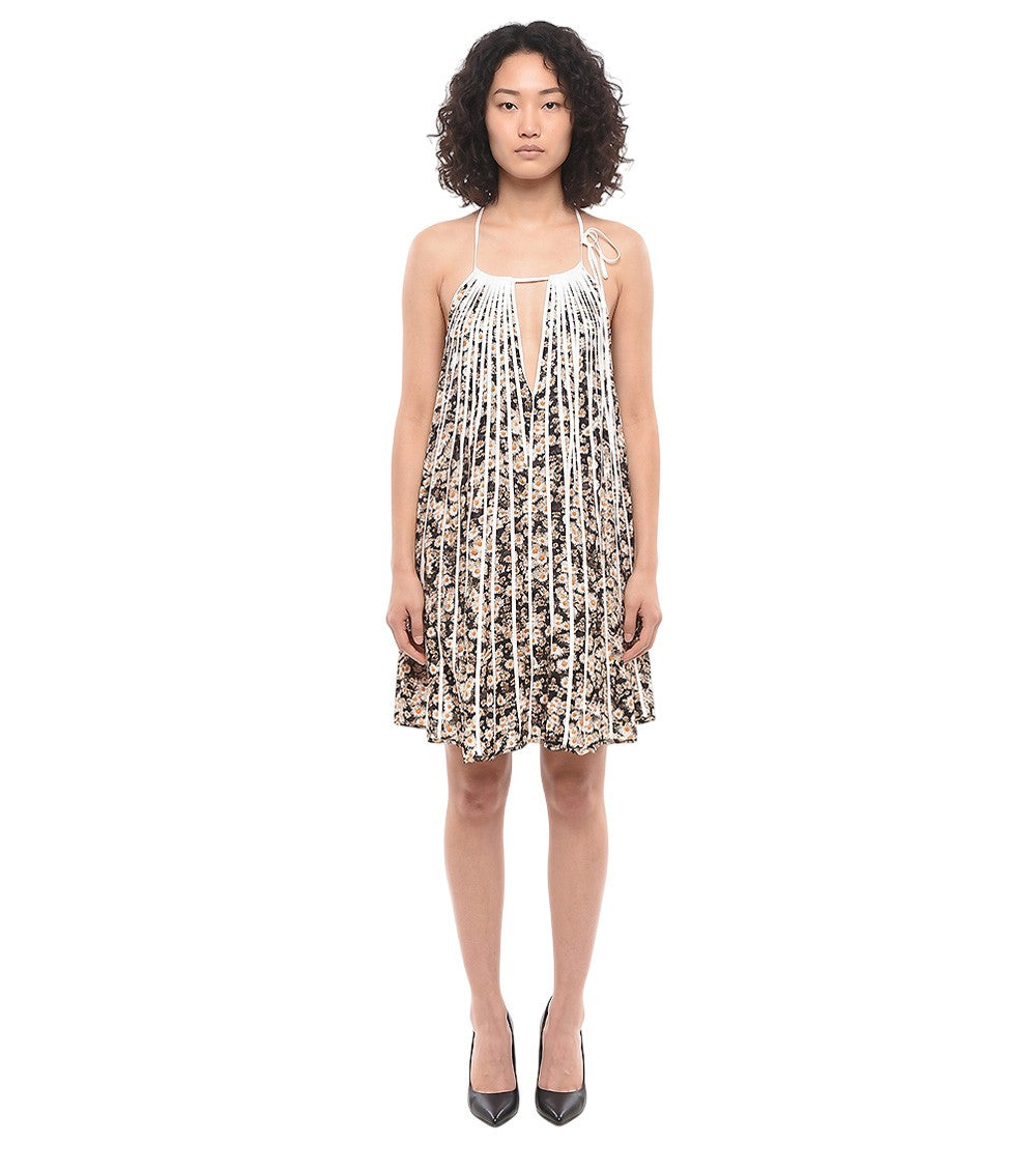 BlackWhite Floral Halter Neck Mini Dress 1