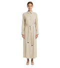 Beige Solid Shirt Collar Maxi Dress 1
