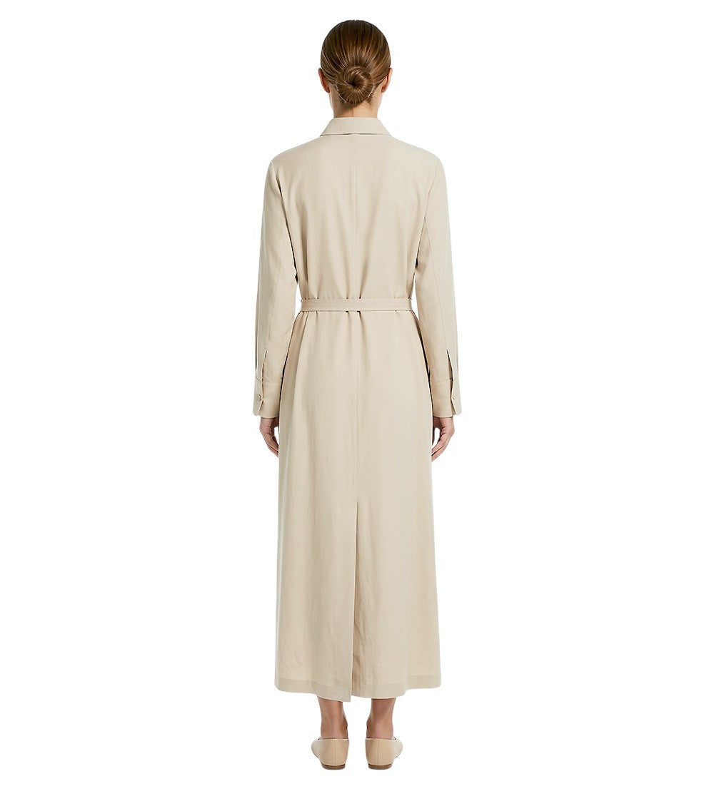 Beige Solid Shirt Collar Maxi Dress 2