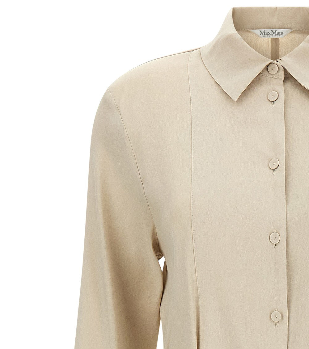Beige Solid Shirt Collar Maxi Dress 3