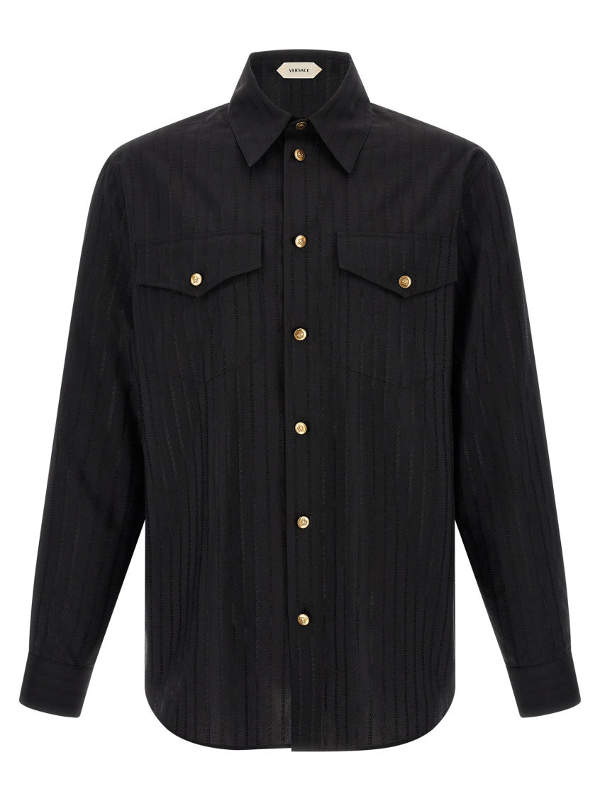 Black Regular Jacquard Shirt 1