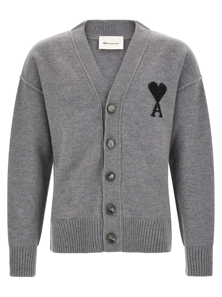 Grey Logo V Neck Cardigan 1