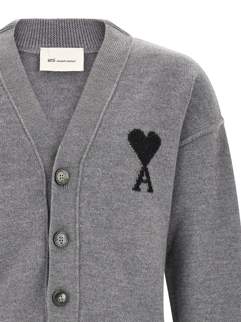Grey Logo V Neck Cardigan 3