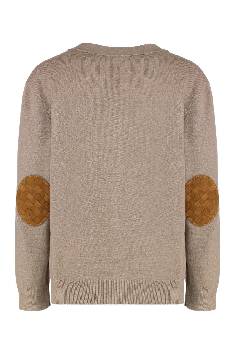 Beige Knitted V Neck Sweater 2