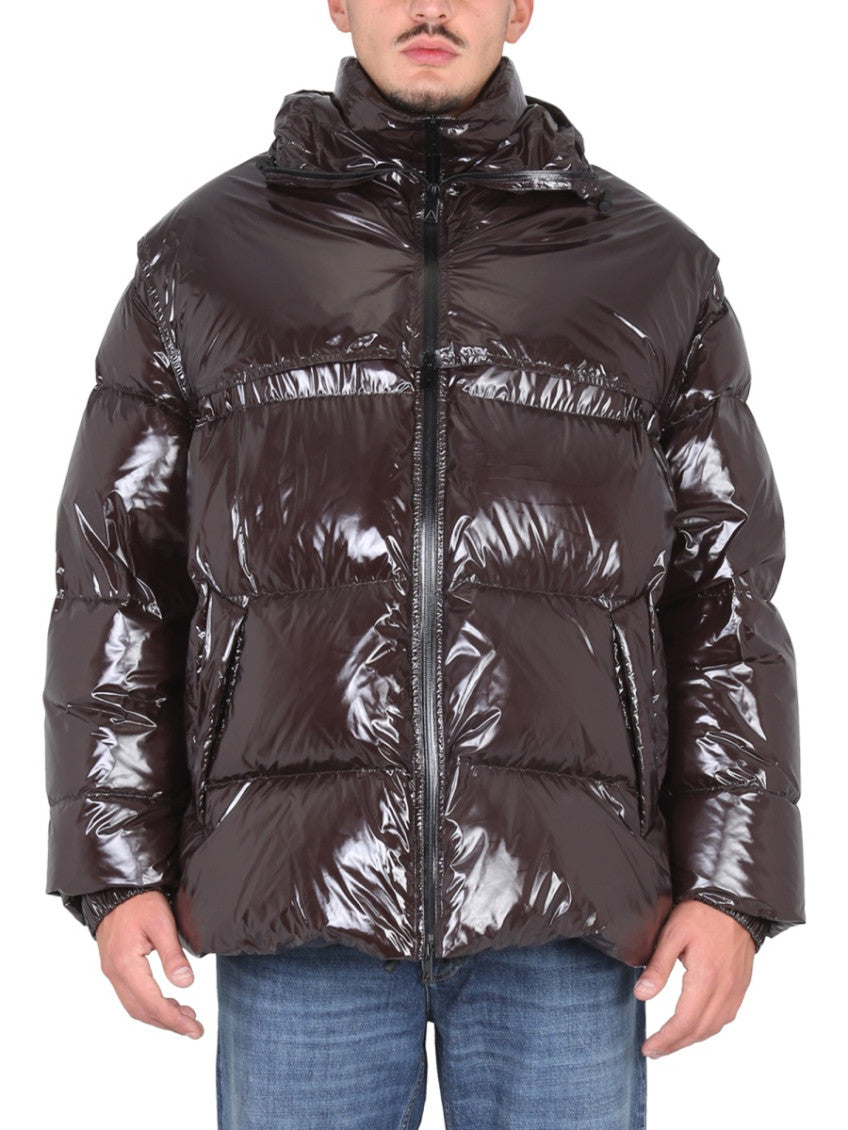 Brown Quilted Hood Jacket 1