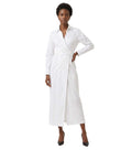 White Solid Shirt Collar Midi Dress 1