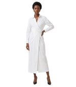 White Solid Shirt Collar Midi Dress 1
