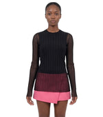 Black Textured Crew Neck Top 1