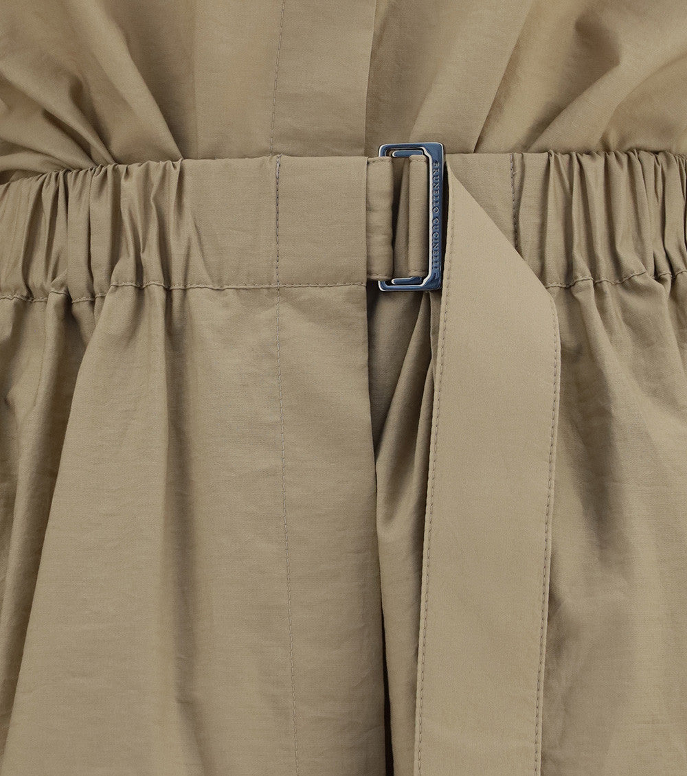 Beige Solid Shirt Collar Midi Dress 3