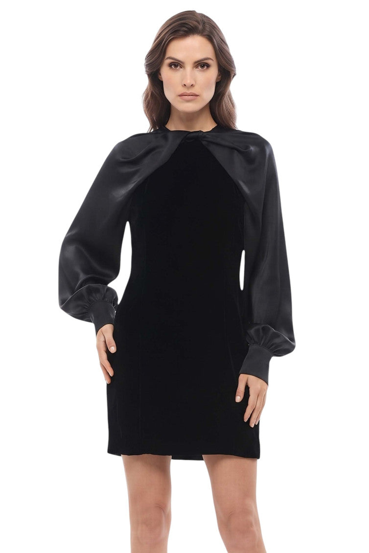 Black Solid Round Neck Mini Dress 1