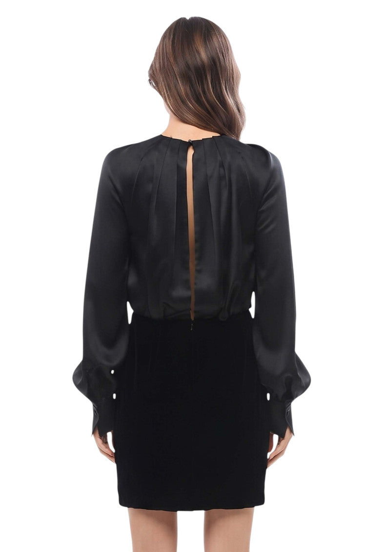 Black Solid Round Neck Mini Dress 2