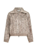 Beige Textured Mock Collar Sweater 1