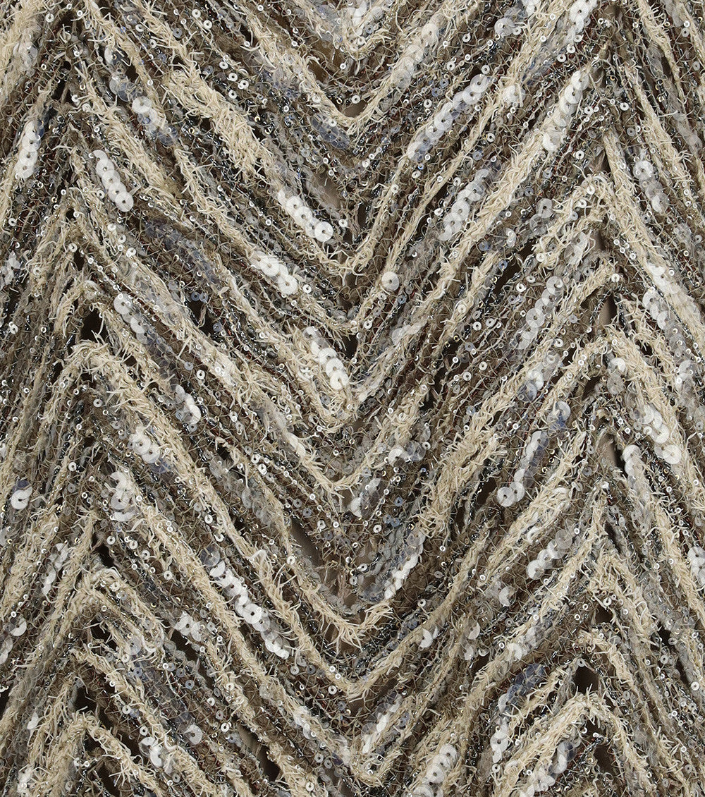 Beige Chevron V Neck Mini Dress 3