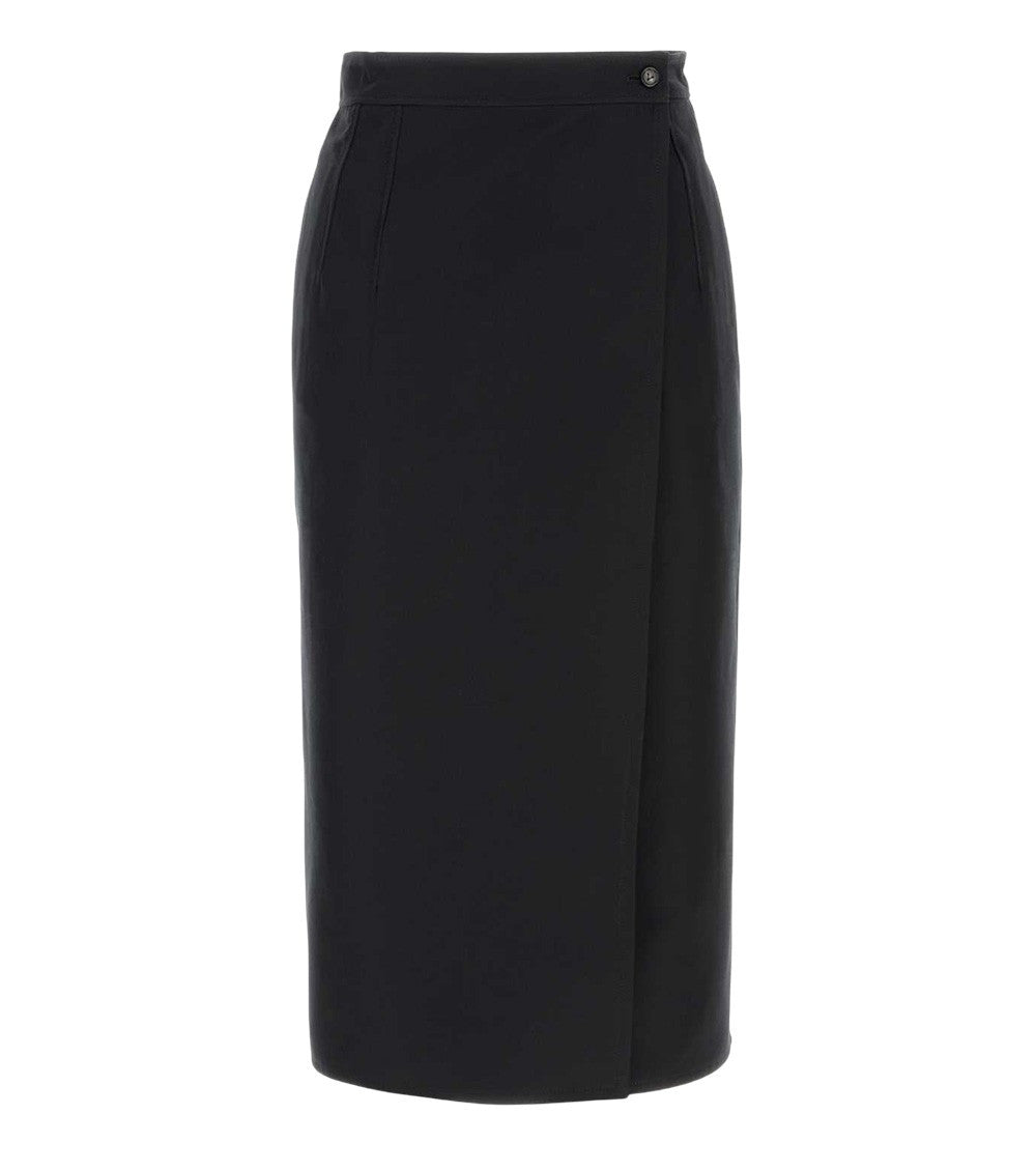 Black Solid Midi Skirt 1