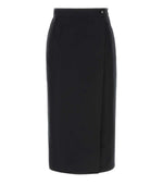 Black Solid Midi Skirt 1