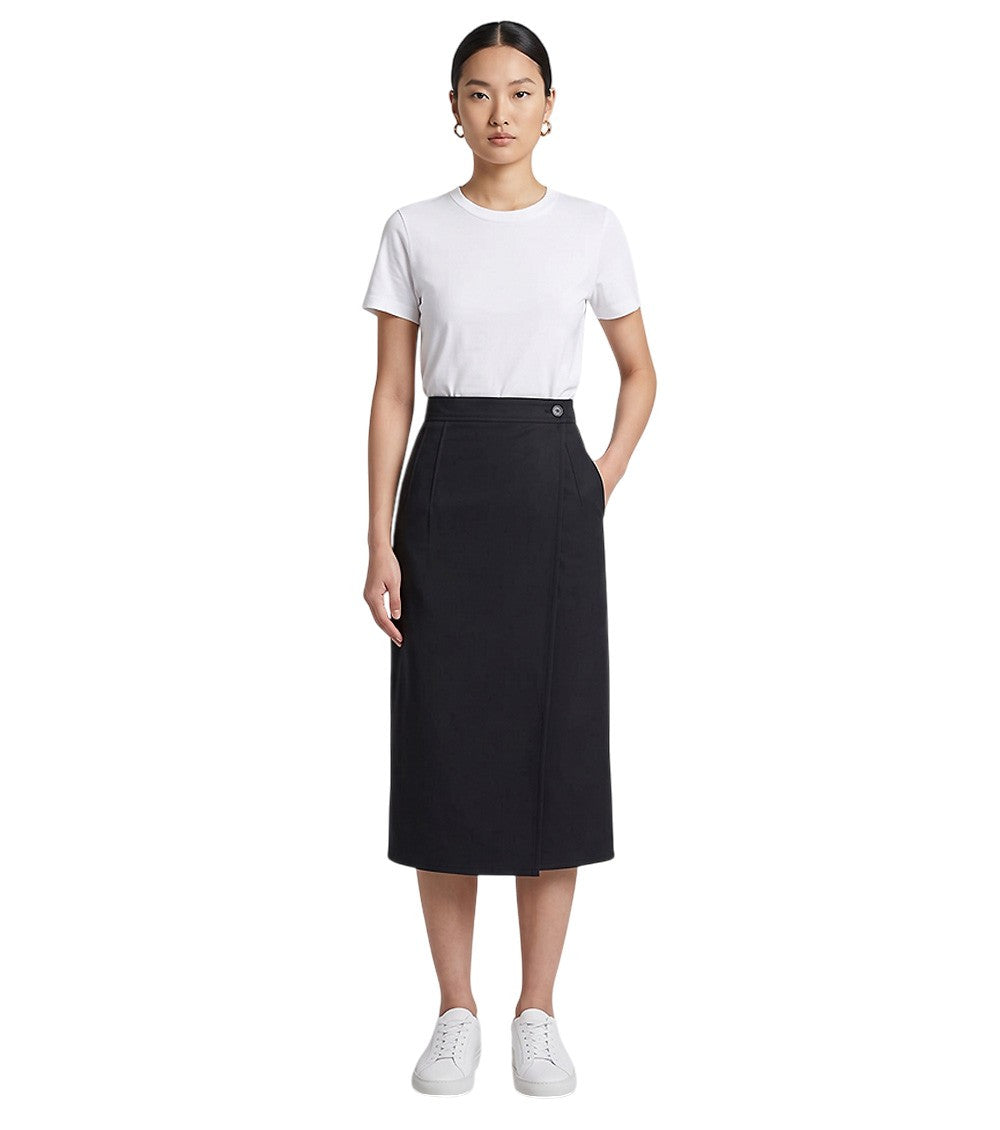 Black Solid Midi Skirt 2