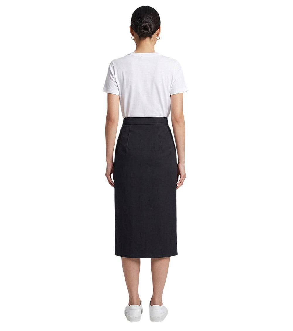 Black Solid Midi Skirt 3