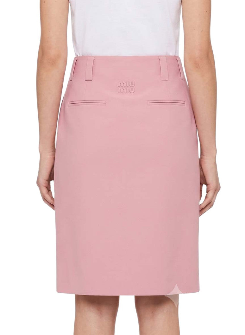 Peach Solid Knee Length Skirt 4