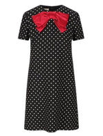 Black Polka Dot Round Neck Mini Dress 1