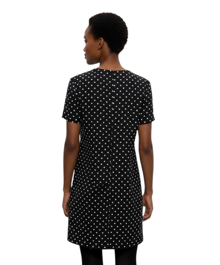 Black Polka Dot Round Neck Mini Dress 3