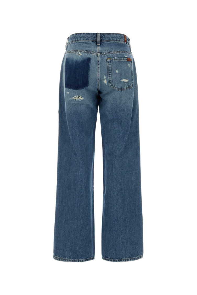 Blue Straight Distressed Jeans 2
