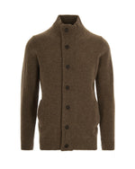 Brown Mock Collar Cardigan 1