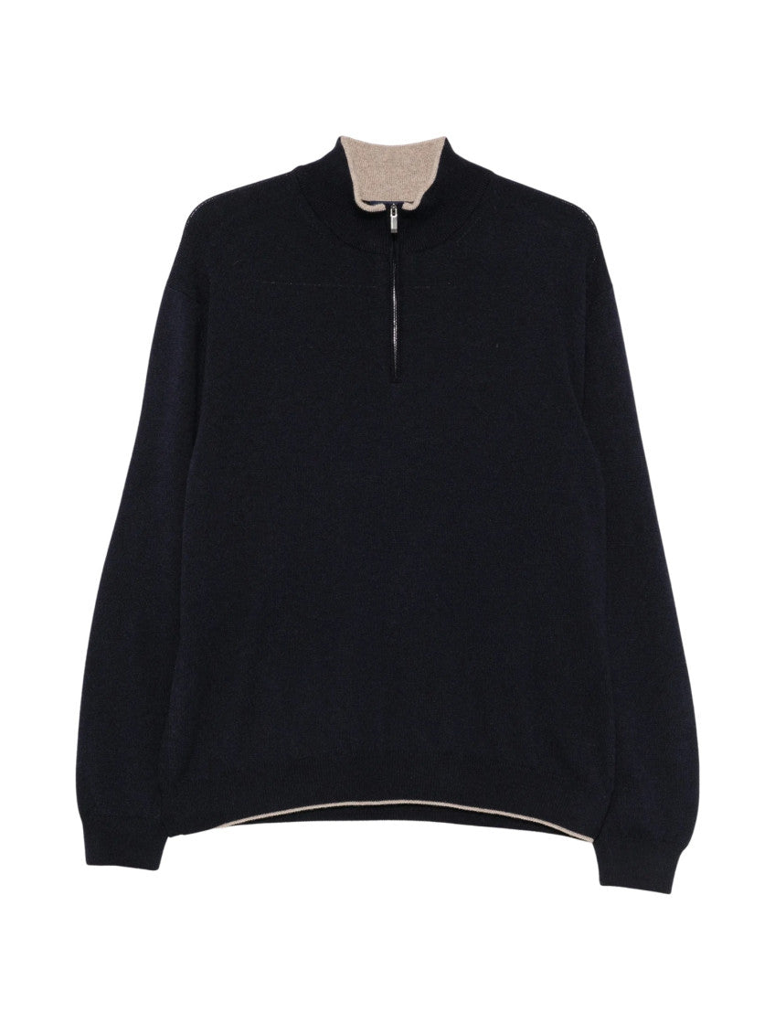 Black Regular Half Zip Sweater 1