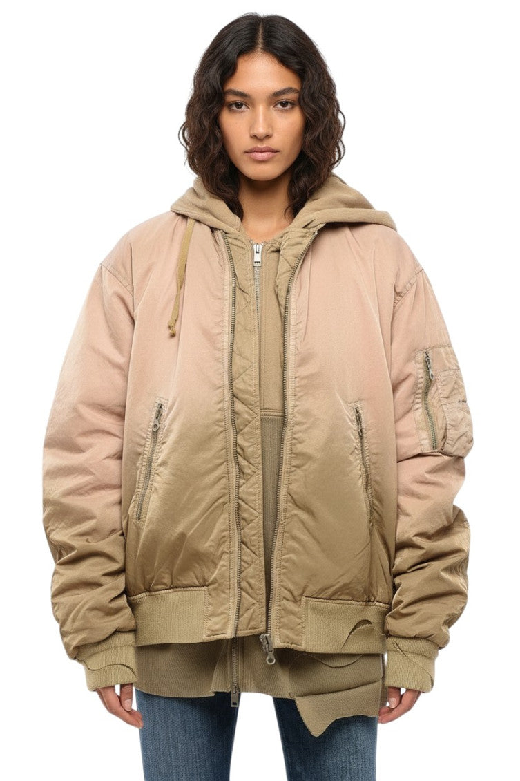 Dark Green Ombre Hood Jacket 1