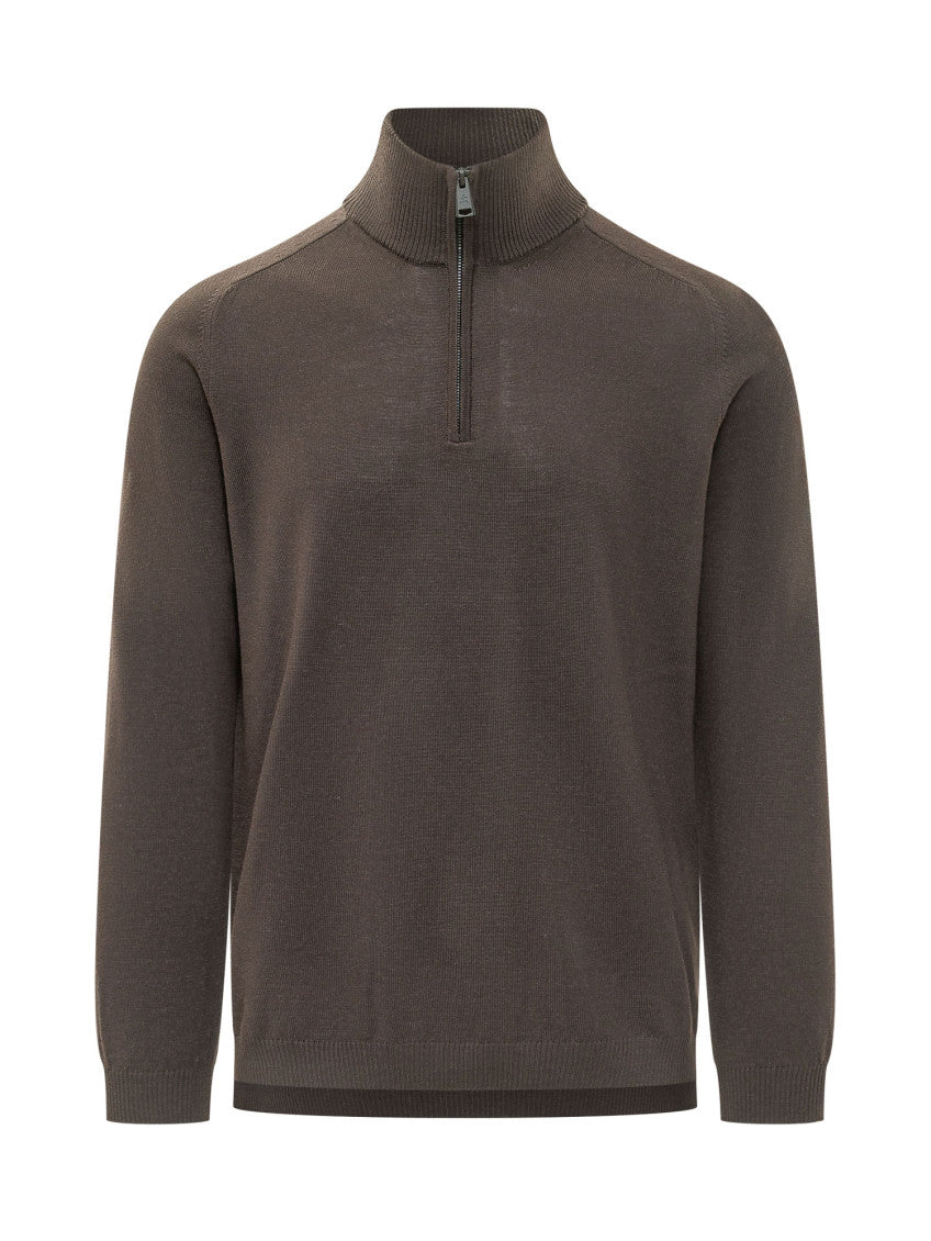 Brown Zip-Up Sweater 1