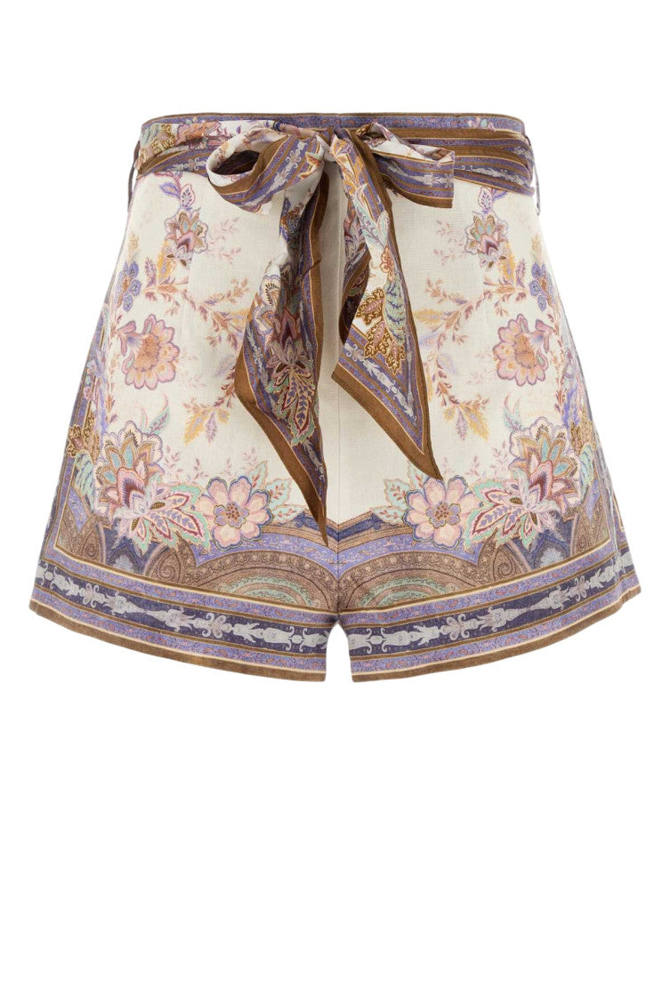 Beige Paisley Shorts 1