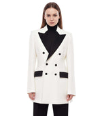 White Solid Peaked Lapel Jacket 1