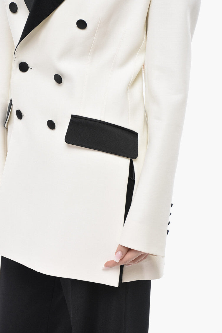 White Solid Peaked Lapel Jacket 3