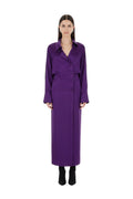Purple Solid Shirt Collar Midi Dress 1