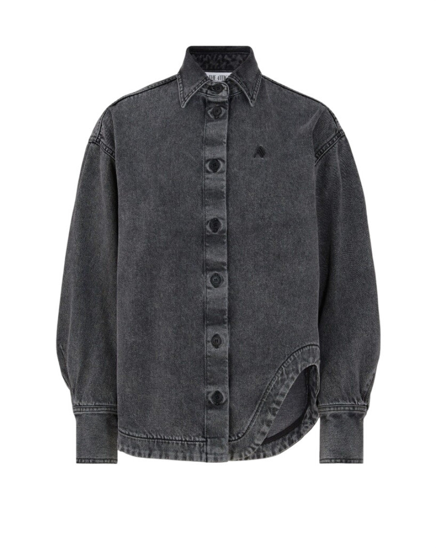 Black Solid Shirt Collar Jacket 1