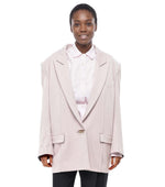 Light Pink Solid Peaked Lapel Blazer 1