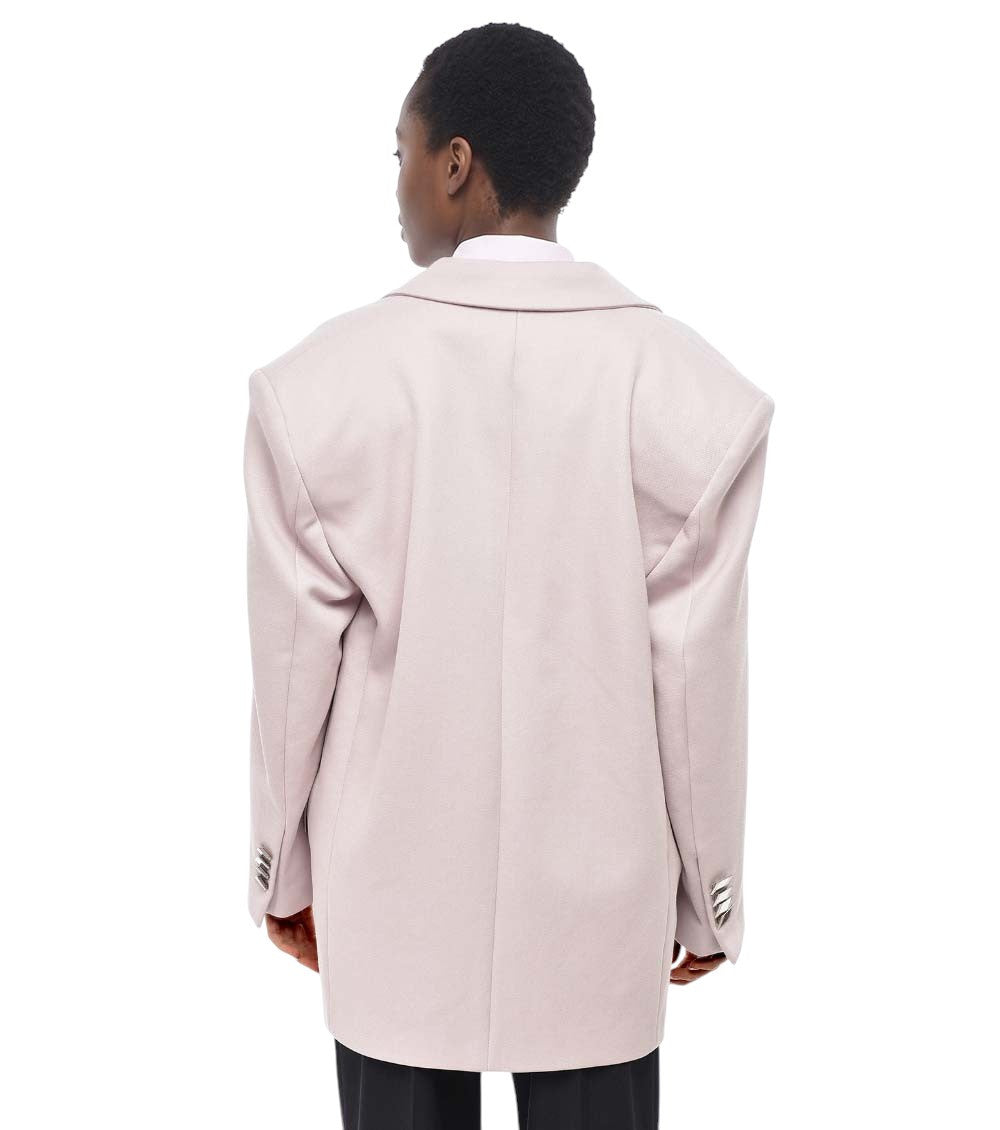 Light Pink Solid Peaked Lapel Blazer 2