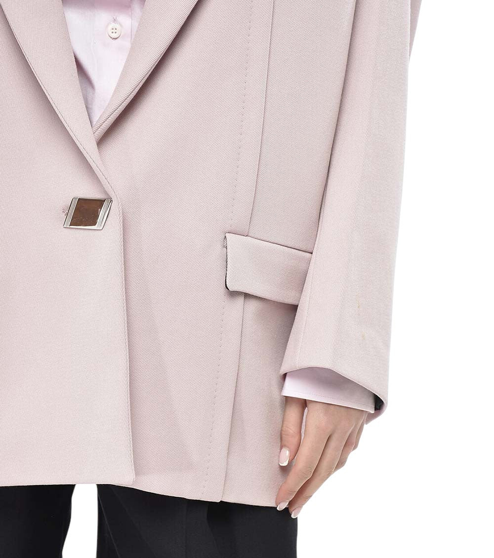 Light Pink Solid Peaked Lapel Blazer 3