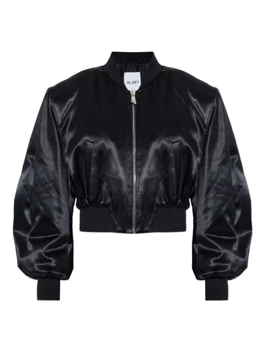 Black Solid Mock Collar Jacket 1