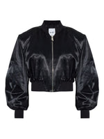 Black Solid Mock Collar Jacket 1