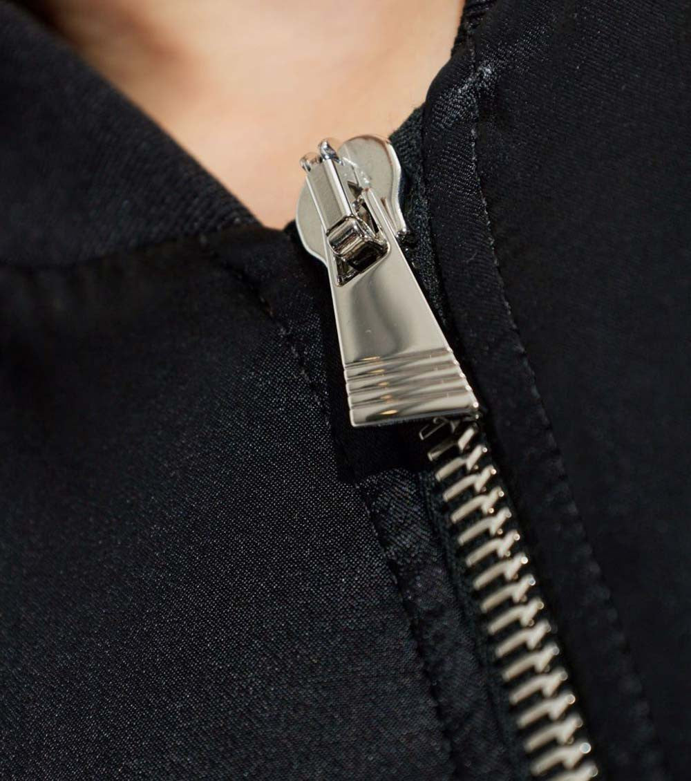 Black Solid Mock Collar Jacket 5
