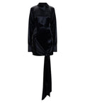 Black Solid Shirt Collar Mini Dress 1