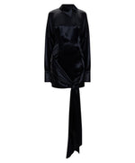 Black Solid Shirt Collar Mini Dress 1