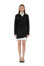 Black Notched Lapel Mini Dress 1