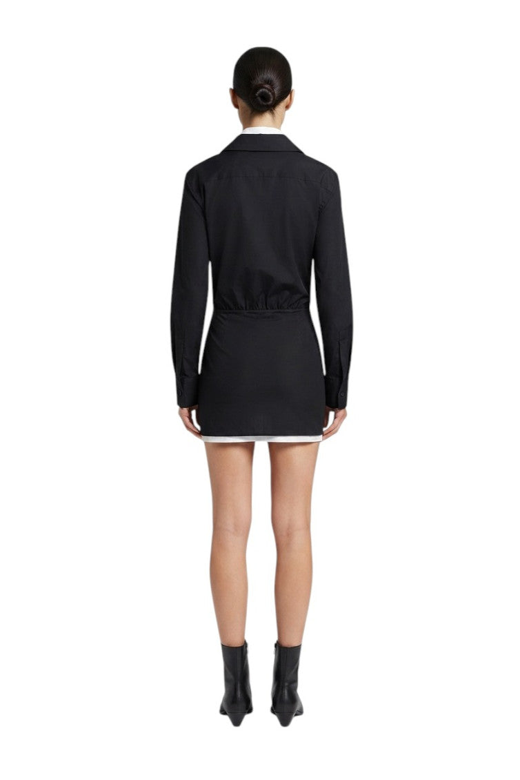 Black Notched Lapel Mini Dress 2