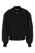 Black Solid Bomber Jacket 1