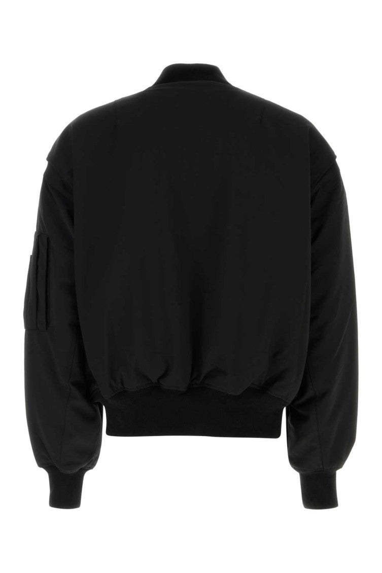 Black Solid Bomber Jacket 2